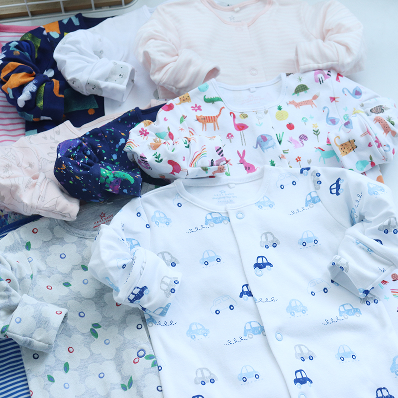 Sleepsuit cho bé NEXT 3 tháng - 12 tháng cotton áo liền quần cho bé body sleep xuất dư bộ đồ ngủ cho bé body liền tất