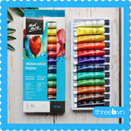 Bộ Màu Nước Mont Marte 12/18/24 Màu x 12ml - Watercolour Paints Signature