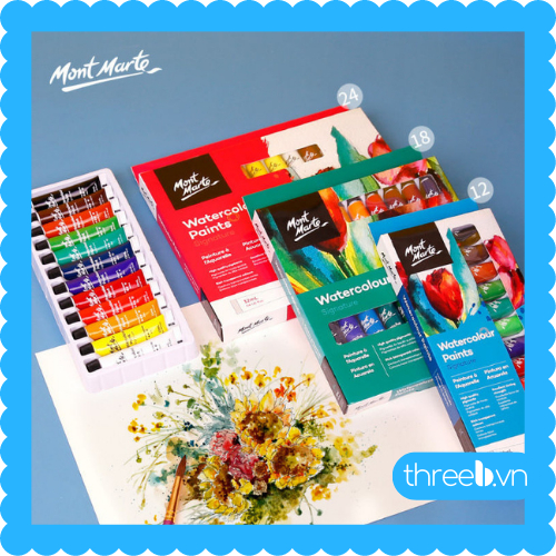 Bộ Màu Nước Mont Marte 12/18/24 Màu x 12ml - Watercolour Paints Signature