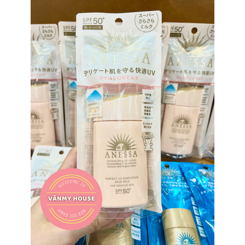 Kem chống nắng dịu nhẹ cho da nhạy cảm Anessa Perfect UV Sunscreen Mild Milk 60ml