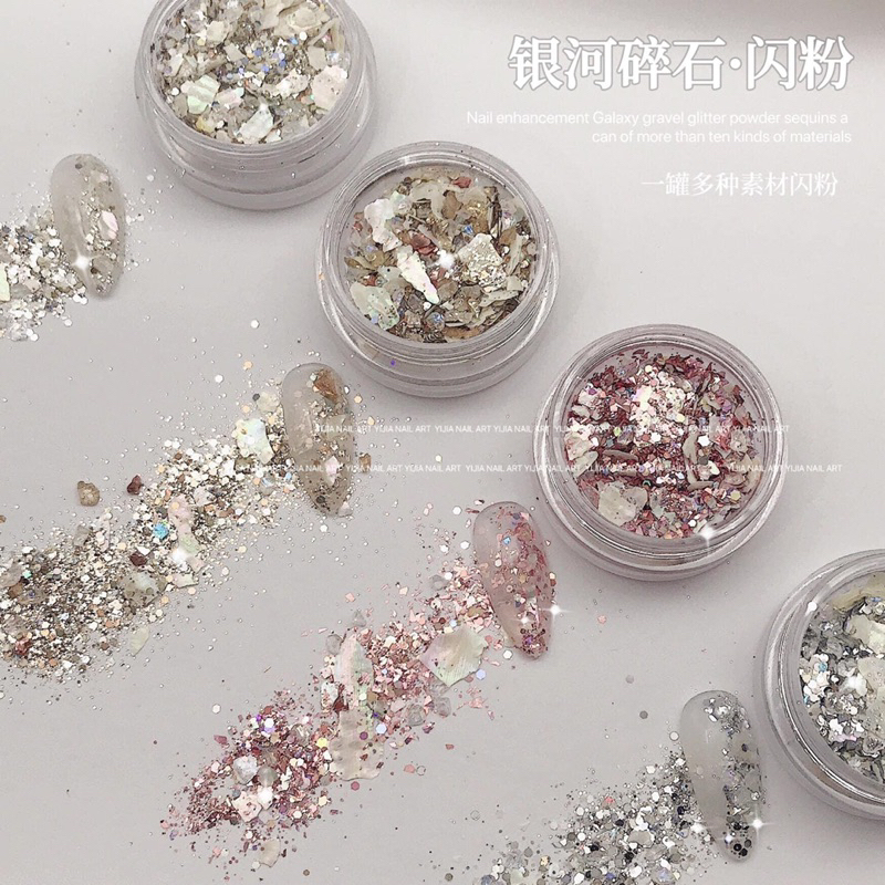 Set nhũ vẩy cá mix xà cừ cao cấp trang trí móng tay