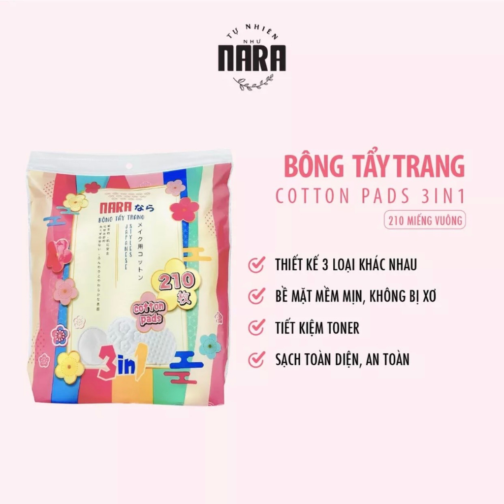 {NEW} BÔNG TẨY TRANG Khăn Nara MIHOO PHIÊN BẢNG DẠNG TÚI ( HÀNG CHÍNH HÃNG)