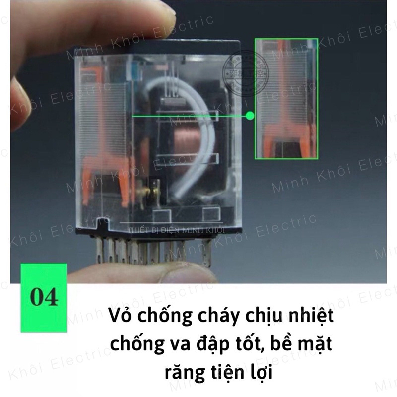 Rơ Le Trung Gian Schneider Kèm Đế 8 chân và 14 chân RXM4LB2P7, Relay Schneider 220V,24V,12V