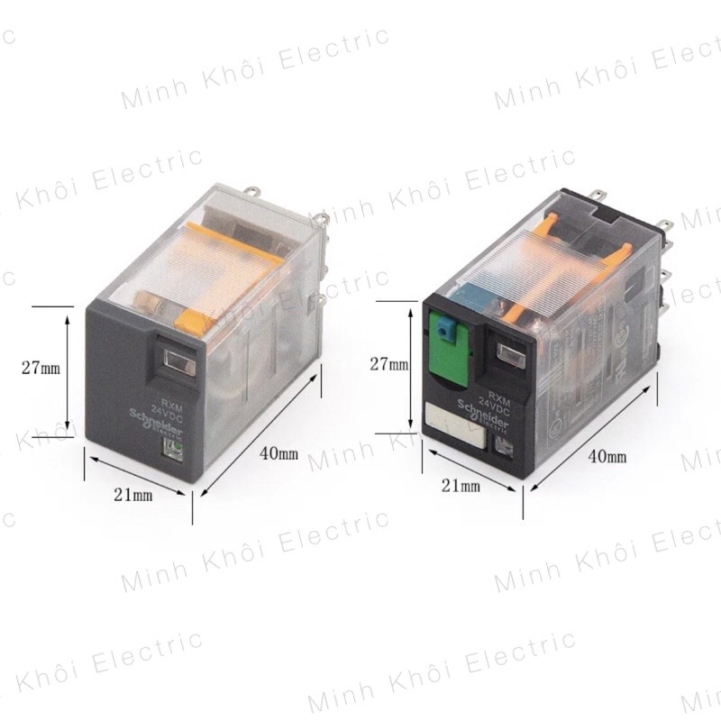 Rơ Le Trung Gian Schneider Kèm Đế 8 chân và 14 chân RXM4LB2P7, Relay Schneider 220V,24V,12V