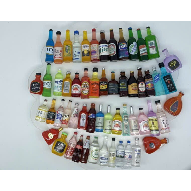 Combo 50 charm chai nước, đồ ăn mini làm đồ handmade, DIY, đồ chơi búp bê