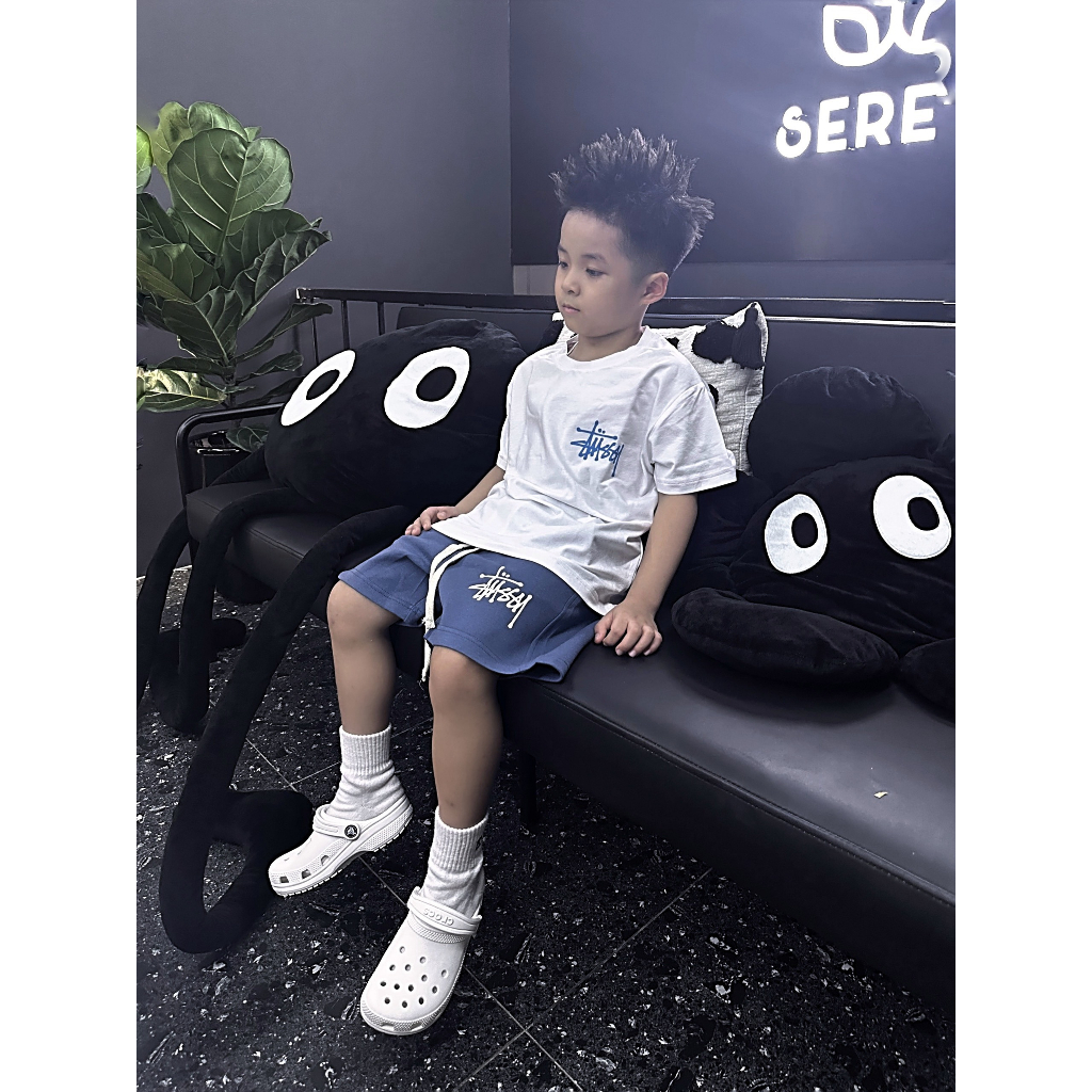 Set Quần Áo Trắng Chữ TUSSY Xanh cho bé chất liệu cotton cao cấp thoáng mát 2BKidFashion