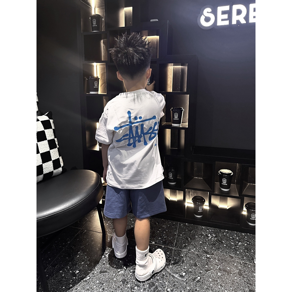 Set Quần Áo Trắng Chữ TUSSY Xanh cho bé chất liệu cotton cao cấp thoáng mát 2BKidFashion