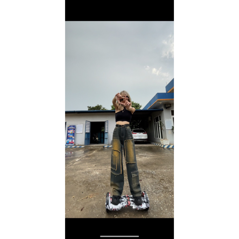 Jean Màu Retro Was Vàng Rêu Chất X500