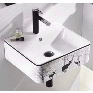 Lavabo vuông treo tường hưu đen