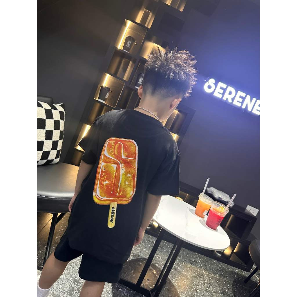 Set Quần Áo Đen Que Kem Cam cho bé chất liệu cotton cao cấp thoáng mát 2BKidFashion