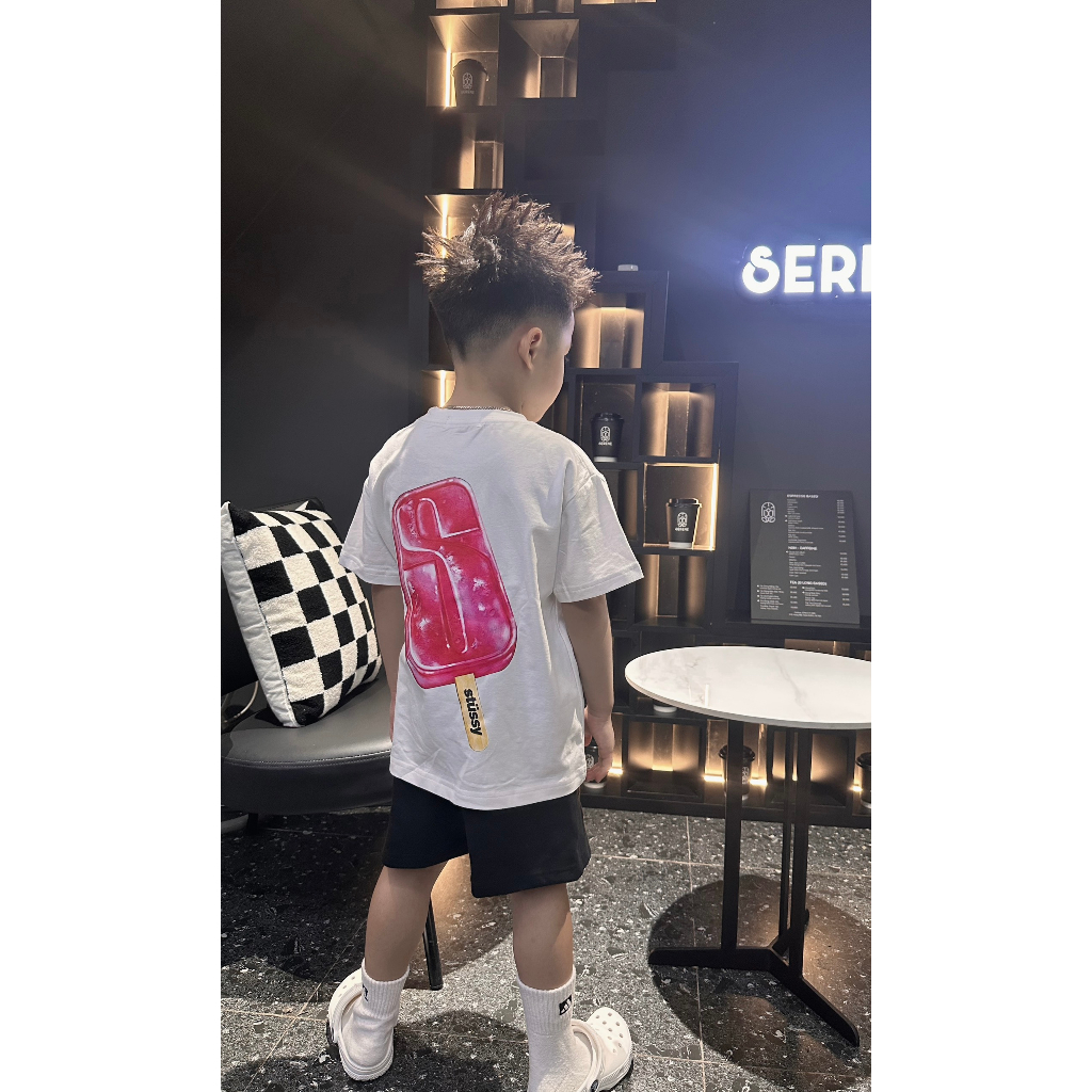 Set Quần Áo Trắng Que Kem Hồng cho bé chất liệu cotton cao cấp thoáng mát 2BKidFashion