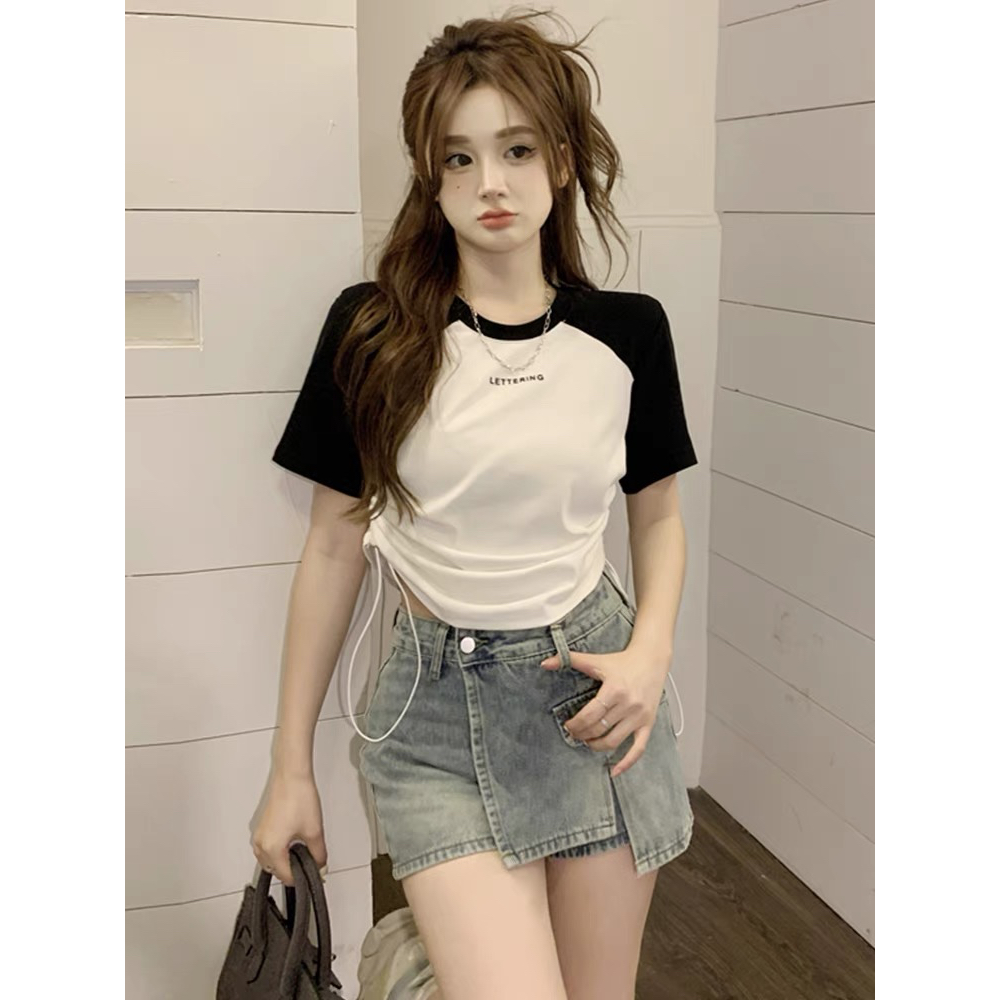 Áo thun raplan rút dây Lettering