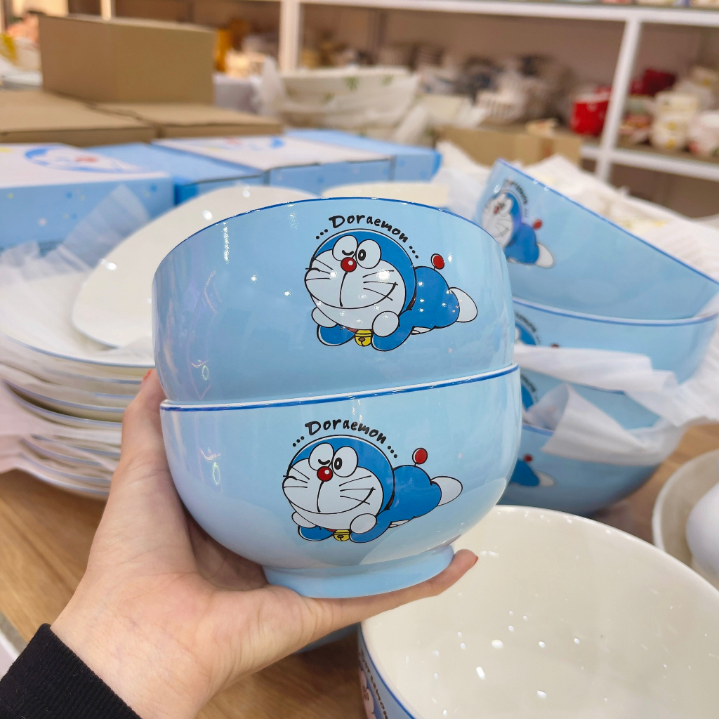 Siêu Sale - Bát Đĩa Gốm Sứ Decor, Bát Ăn Cơm, Bát Ăn Chè, Chén Dĩa Dễ Thương Bộ Bát Đĩa Doremon Cực Đáng yêu Cho Bé
