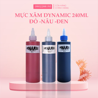 Mực dynamic đen- nâu- đỏ mực xăm hình - đen hỗ trợ ae mới vào nghề 240ml chất lượng tốt.