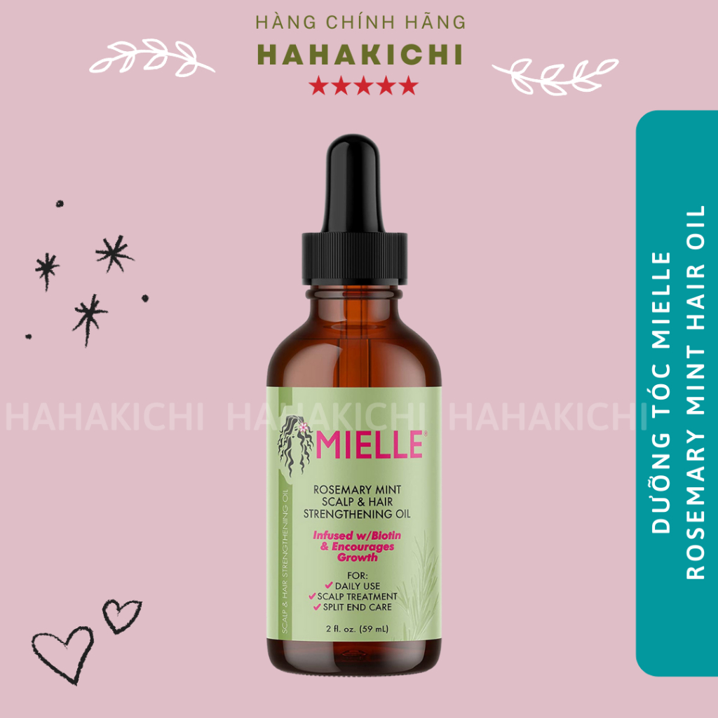 Mielle Oil Dầu dưỡng da đầu & mọc tóc bạc hà Mielle Organics với Biotin & tinh dầu, nuôi dưỡng tóc chẻ ngọn 59ml của Mỹ