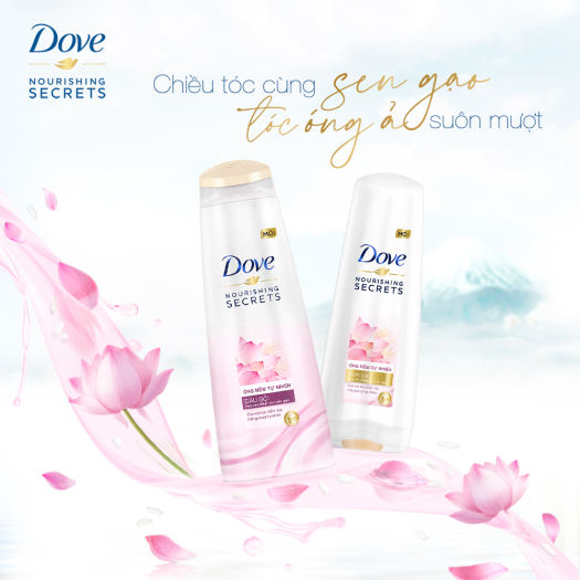COMBO Kem xả + Dầu gội Dove hoa sen nhật óng mềm tự nhiên | Huyhangshop