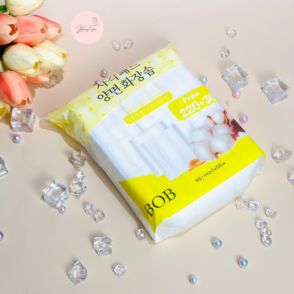 Bông tẩy trang Hàn Quốc 100% Cotton bông mềm, không xơ bông, không chất tẩy trắng