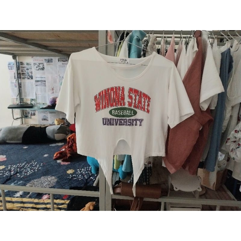 Áo croptop buộc nơ 2 hand