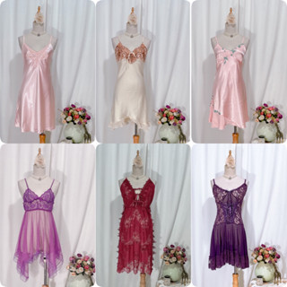 váy ngủ voan lụa , váy ngủ lụa ren tông màu nồng ấm tôn da quyến rũ 2hand si nhật