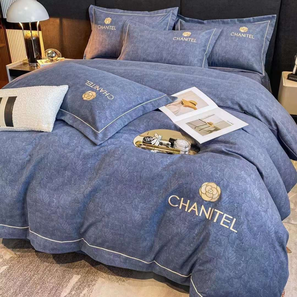 Bộ chăn ga Cotton Linen CHANITEL 4 món đóng hộp cao cấp