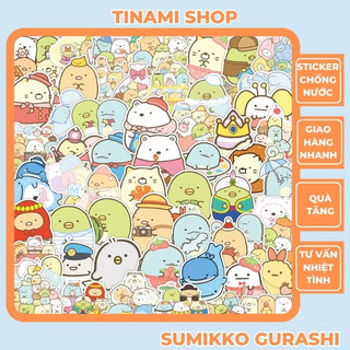 Bộ 50 Sticker hoạt hình Sumikko Gurashi dễ thương hình dán chống nước trang trí điện thoại laptop vali mũ bảo hiểm