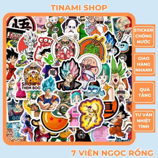 50 Sticker Dragon Ball 7 Viên ngọc rồng hình dán chống nước trang trí điện thoại laptop vali ván trượt mũ bảo hiểm