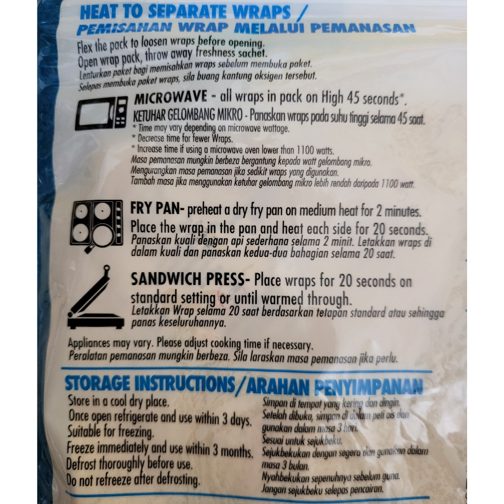 [Túi XANH 270g] BÁNH MÌ CUỘN ROTI ĂN KIÊNG [Malaysia] MISSION Tortilla Reduced Carbs Wraps (halal)