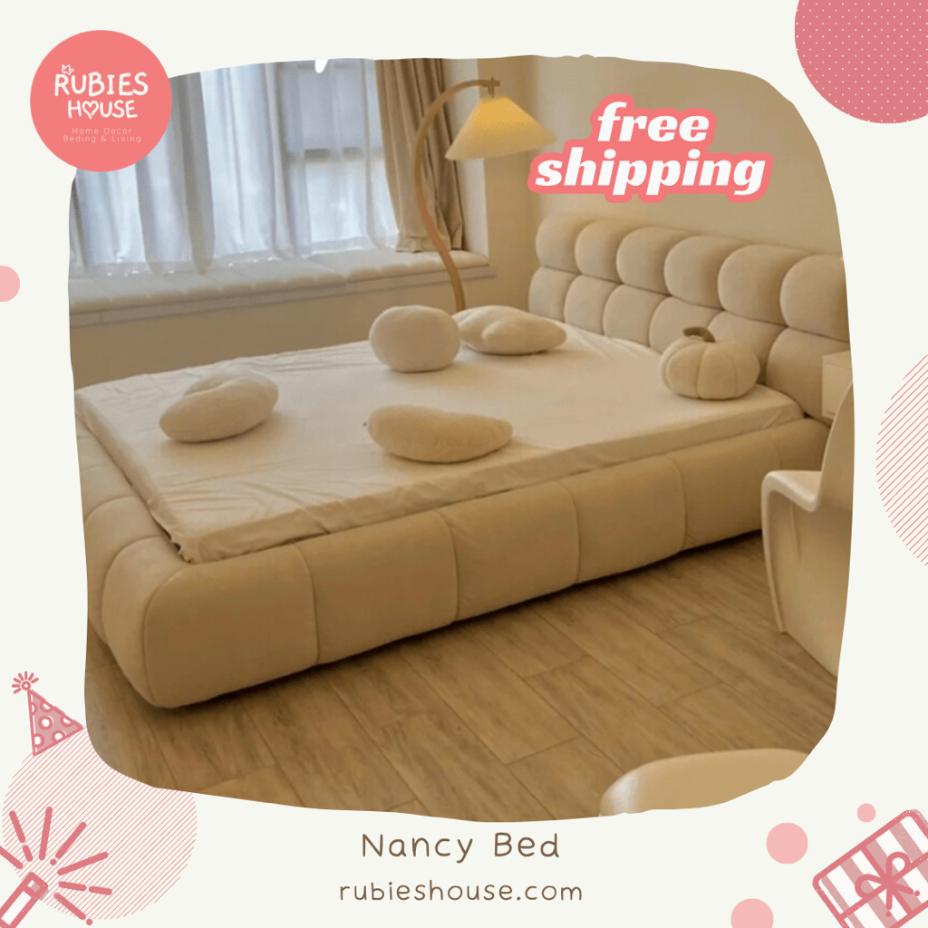 Giường ngủ bọc nệm Nancy Bed Bắc Âu giường bọc nệm bánh mì Rubies House