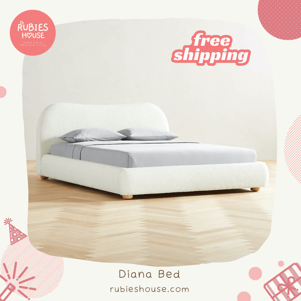 Giường ngủ bọc nệm Diana phong cách Bắc Âu Rubies House