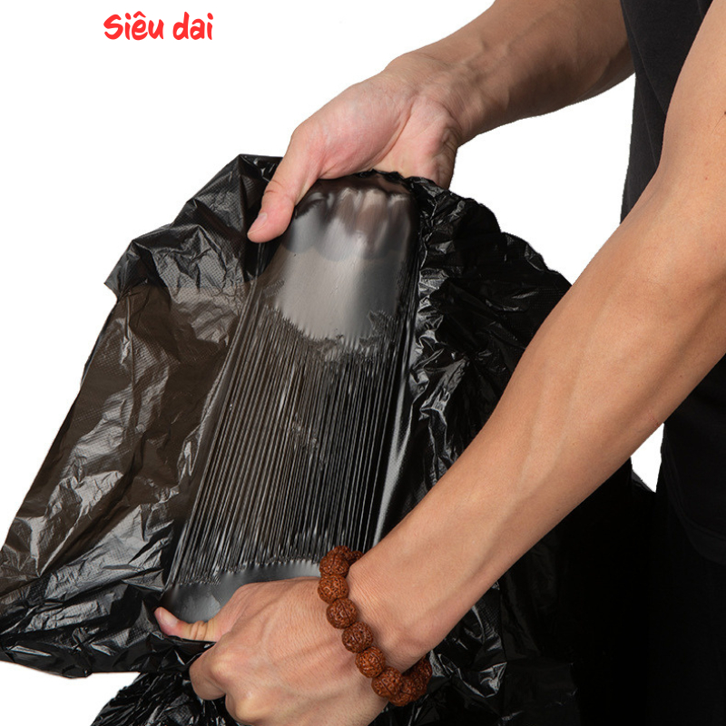 3 cuộn túi đựng rác tự phân hủy size to 55x65 cm bảo vệ môi trường, tiện dụng, màu đen hàng dày dặn