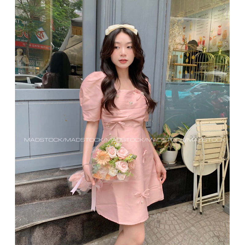 Váy trắng thêu nơ * Celyn Dress * chất tacta cao cấp sang trọng