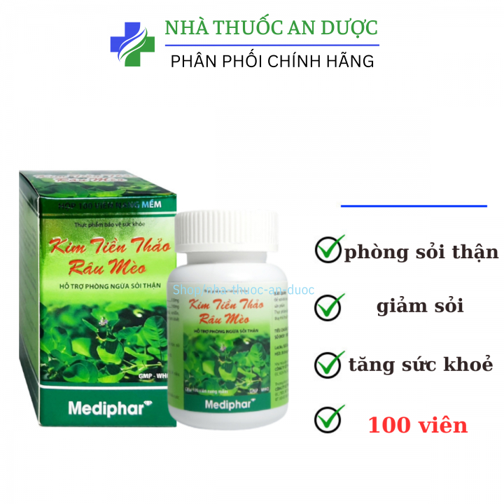 Kim tiền thảo râu mèo hỗ trợ giảm sỏi , bài tiết tiết niệu  - Hộp 100 viên