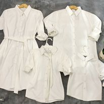 Set Áo Sơ Mi Váy Gia Đình Fig Tree Màu Trắng Tinh Khôi