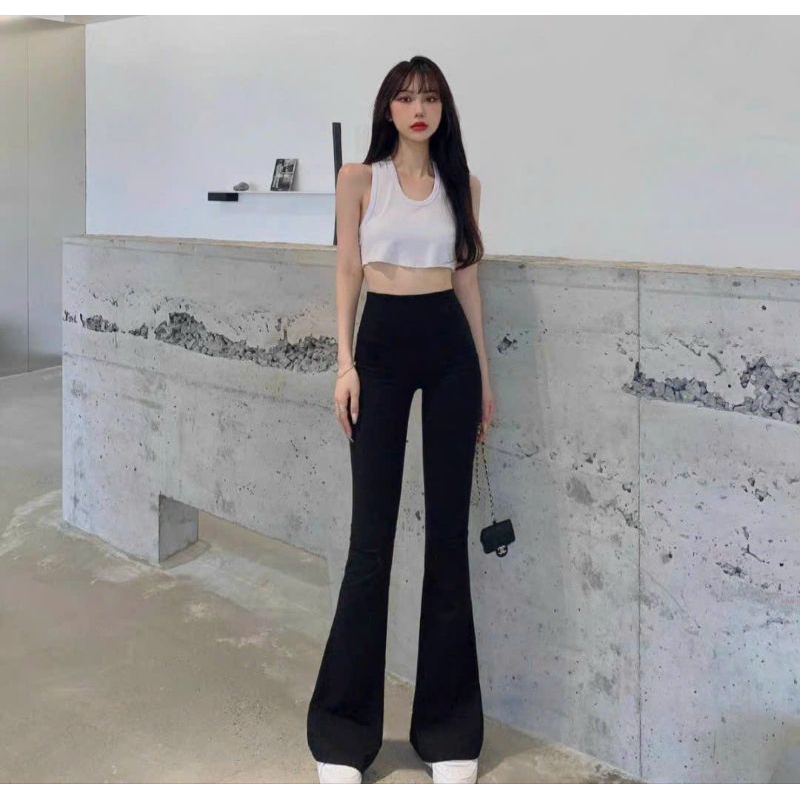 Quần ống loe legging nữ cạp cao dáng dài hàng đẹp chuẩn hình giá tốt hot hit kiểu basic trẻ trung