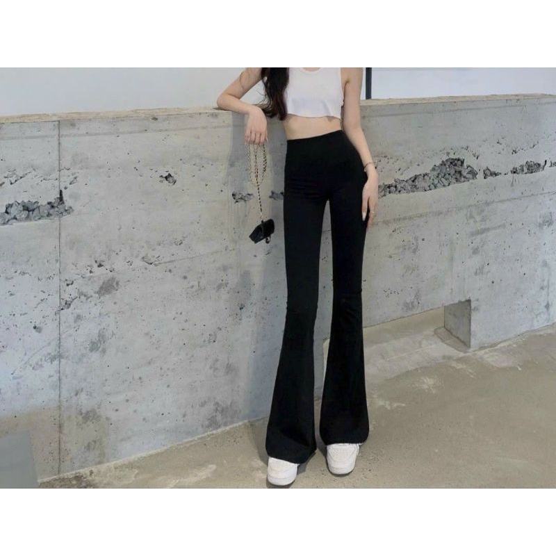 Quần ống loe legging nữ cạp cao dáng dài hàng đẹp chuẩn hình giá tốt hot hit kiểu basic trẻ trung