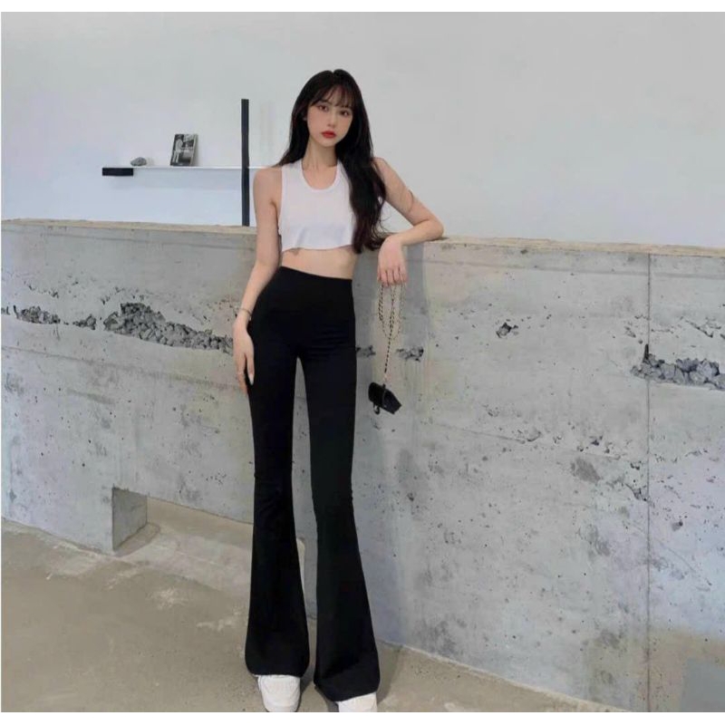 Quần ống loe legging nữ cạp cao dáng dài hàng đẹp chuẩn hình giá tốt hot hit kiểu basic trẻ trung