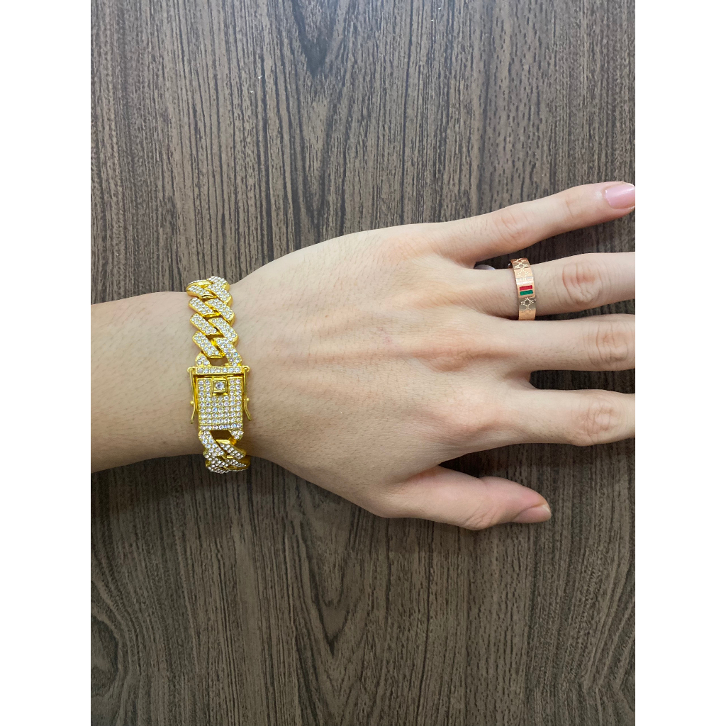 Trang sức nam nữ lắc tay vòng và dây chuyền cuban titan hợp thời trang, phong cách Hip-Hop châu Mỹ đính đã CZ nhân tạo