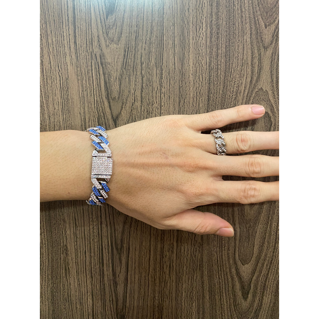 Trang sức nam nữ lắc tay vòng và dây chuyền cuban titan hợp thời trang, phong cách Hip-Hop châu Mỹ đính đã CZ nhân tạo