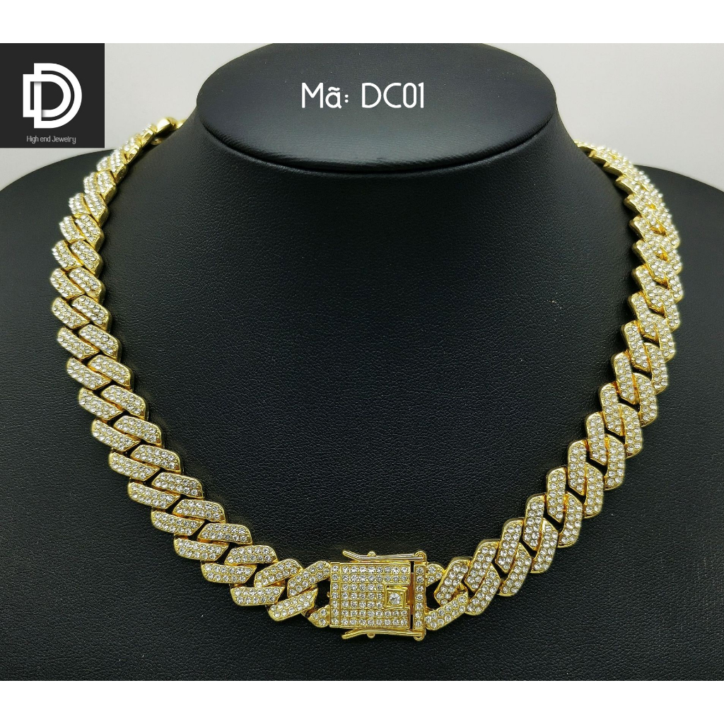 Trang sức nam nữ lắc tay vòng và dây chuyền cuban titan hợp thời trang, phong cách Hip-Hop châu Mỹ đính đã CZ nhân tạo