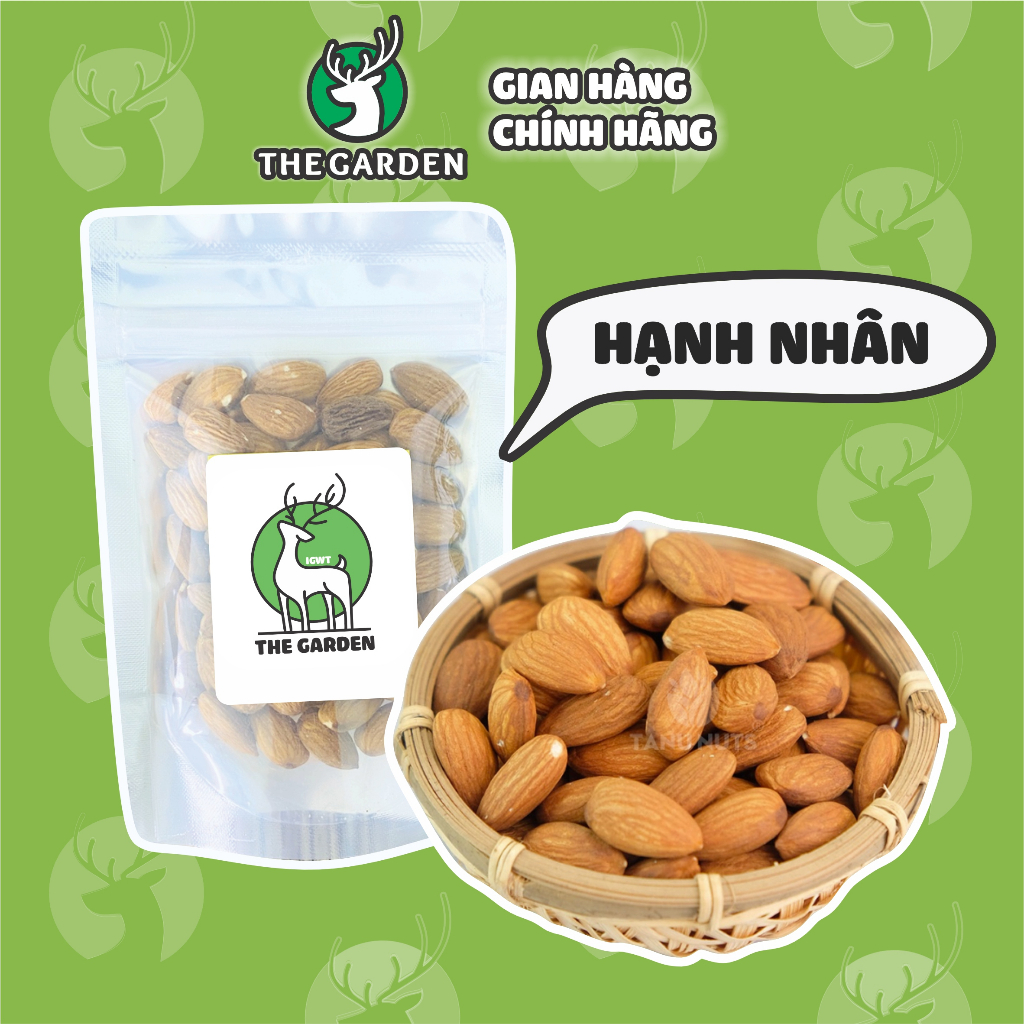 Hạnh Nhân Tách Vỏ Sấy Tự Nhiên Làm sữa hạt Nhập Khẩu Mỹ 500GR - THE GARDEN