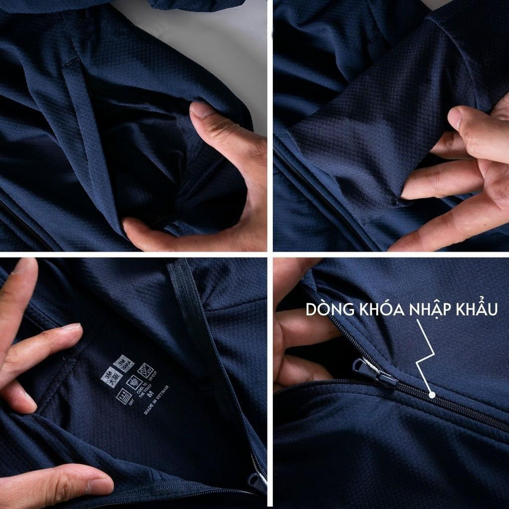 Áo chống nắng nam 2 lớp Dihu, áo nắng nam vải thông hơi co giãn 4 chiều ngắn tia UV kín mặt thâm hút mồ hôi
