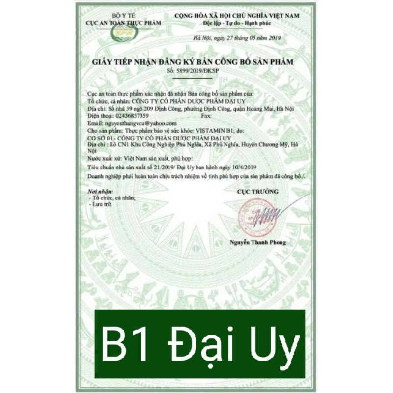 VITAMIN B1 Đại y, Đại Uy lọ 100 viên hỗ trợ cho người viêm đau dây thần kinh, giúp ăn ngon