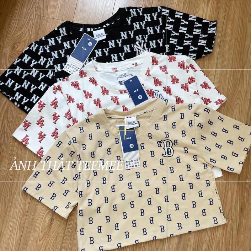 Áo thun MLB monogram dáng croptop