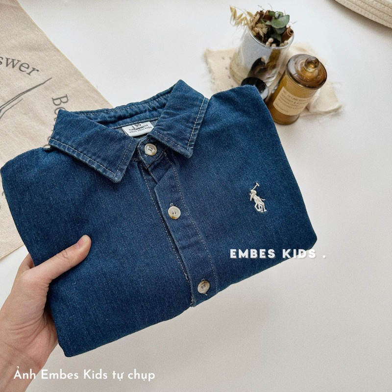 Áo khoác bò cho bé trai EMBES KIDS, áo sơ mi bò trẻ em từ 11kg đến 31kg