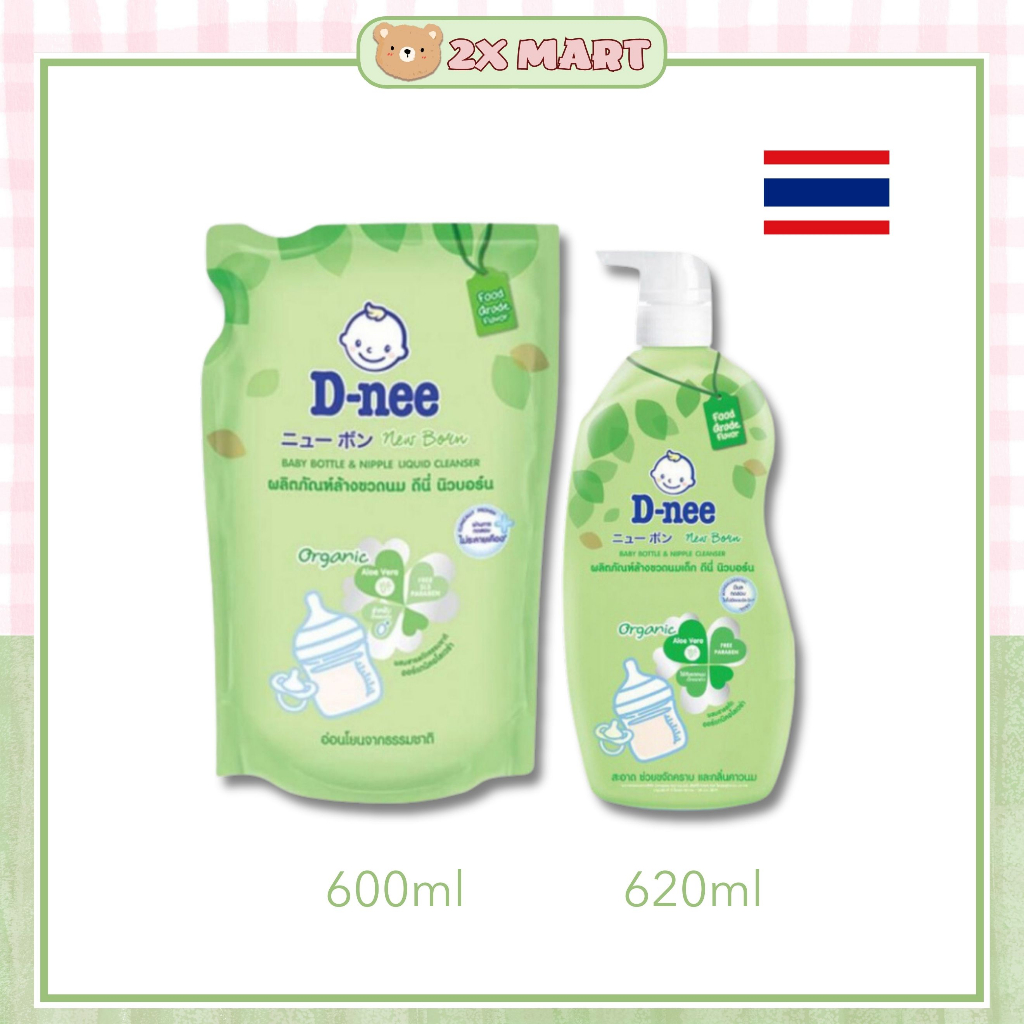 Nước rửa bình sữa Dnee Organic túi 600ml chai 620ml Date mới