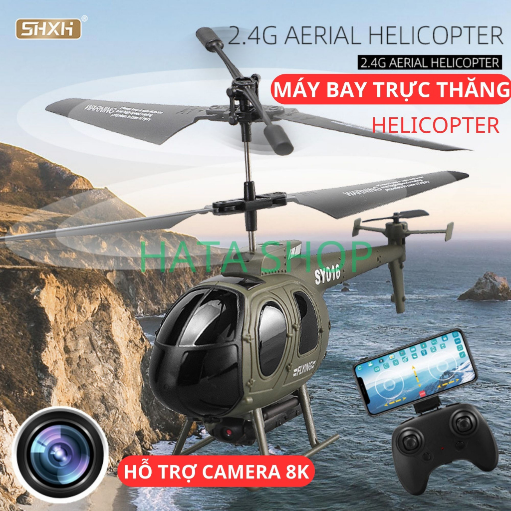 Máy Bay Trực Thăng R/C Điều Khiển Từ Xa Helicopter SY016 Có Camera 8K Bản 2 Pin Sạc, mô hình máy bay trực thăng trên khô