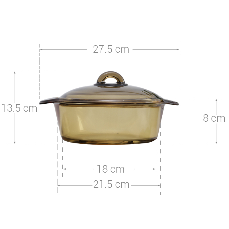 Bộ 2 nồi thủy tinh Luminarc Vitro Amberline Blooming 1L - 3L