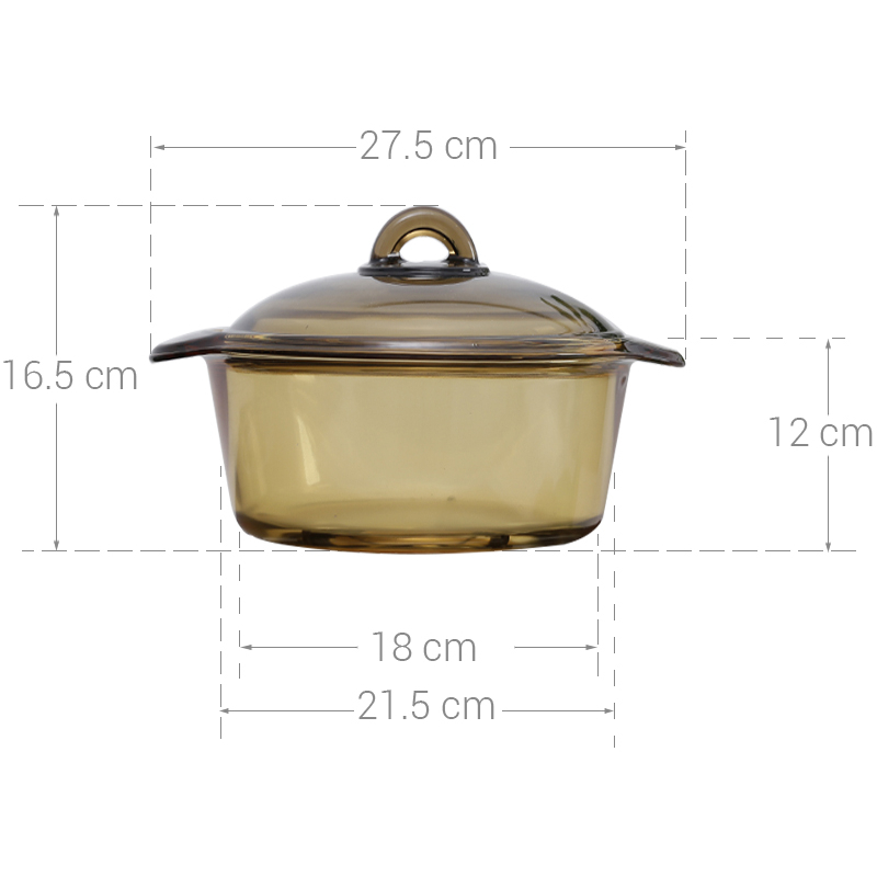 Bộ 2 nồi thủy tinh Luminarc Vitro Amberline Blooming 1L - 3L