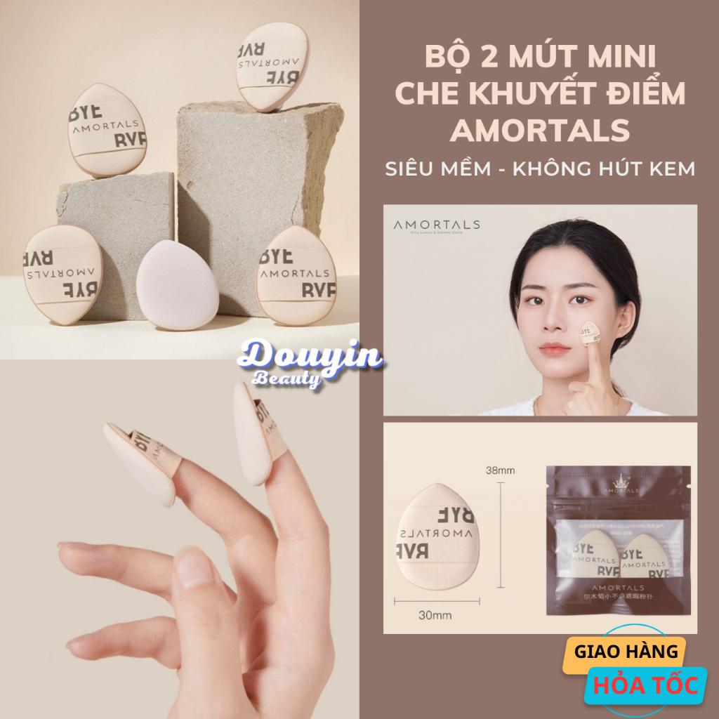 Bộ 2 Mút Che Khuyết Điểm AMORTAL Cỡ Nhỏ Dùng Để Trang Điểm Ướt Và Khô Tiện Lợi DD04 -Douyin Beauty