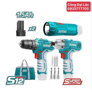 Máy siết vít , máy khoan vặn vít , đèn pin dùng pin 12v Total
